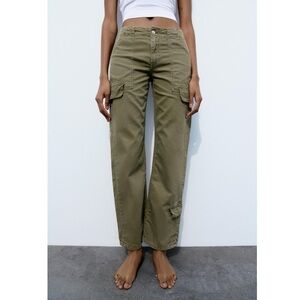 Zara Mid Waist Adjustable Strap Cargo Pants